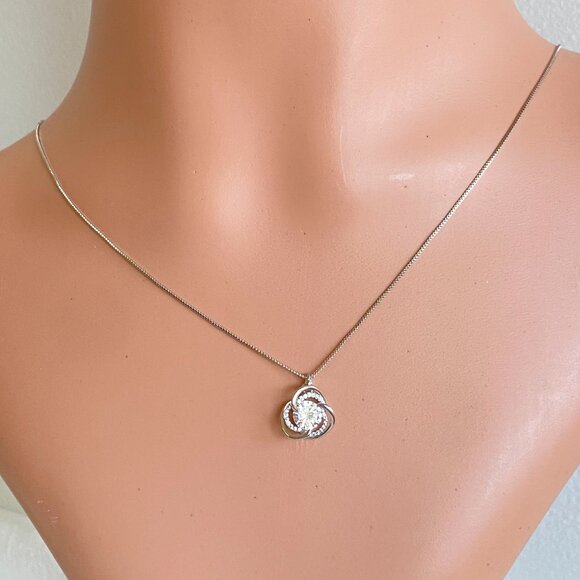 FAC Dainty Luxury Cubic Zirconia Silver Tone Necklace - Picture 2 of 9